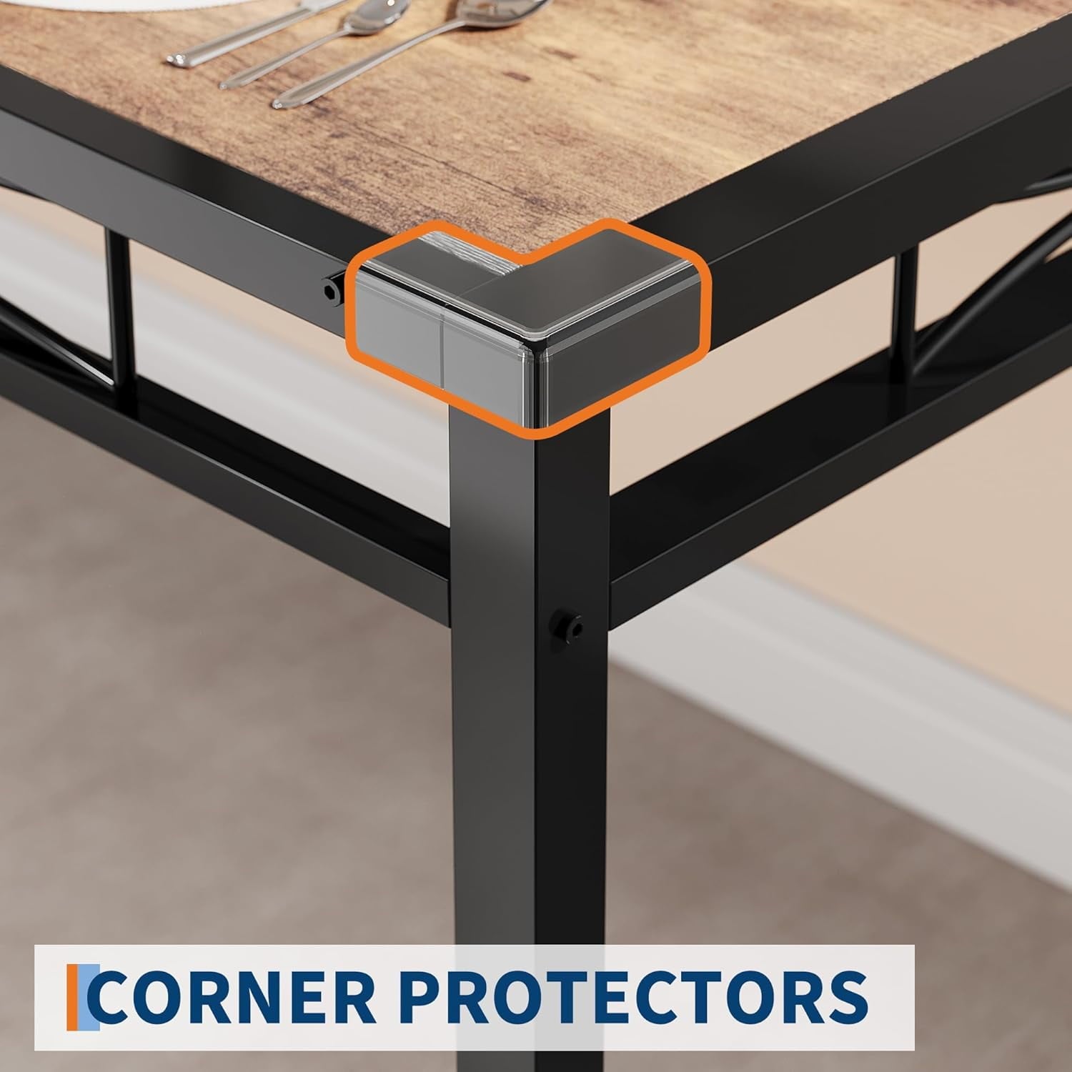 Dining Table Set for 4, Dining Room Table Set for 4 with Upholstered Chairs, Wood Kitchen Table Chairs Set of 4 with Corner Protector for Small Space, Kitchen, Apartment, Rustic Brown