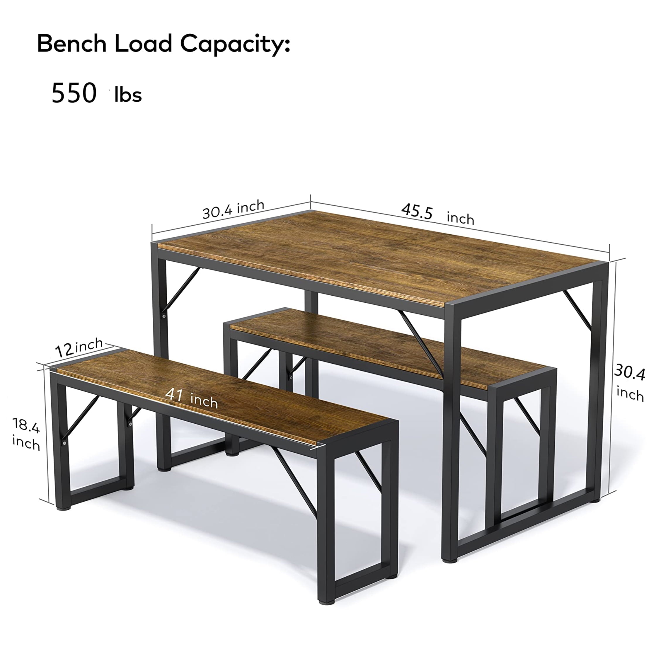 Aiho 4-Piece Dining Table Set - Industrial Kitchen Table & Chairs with Stain-Resistant Oak Top, Space Saving Design for Small Homes, Retro