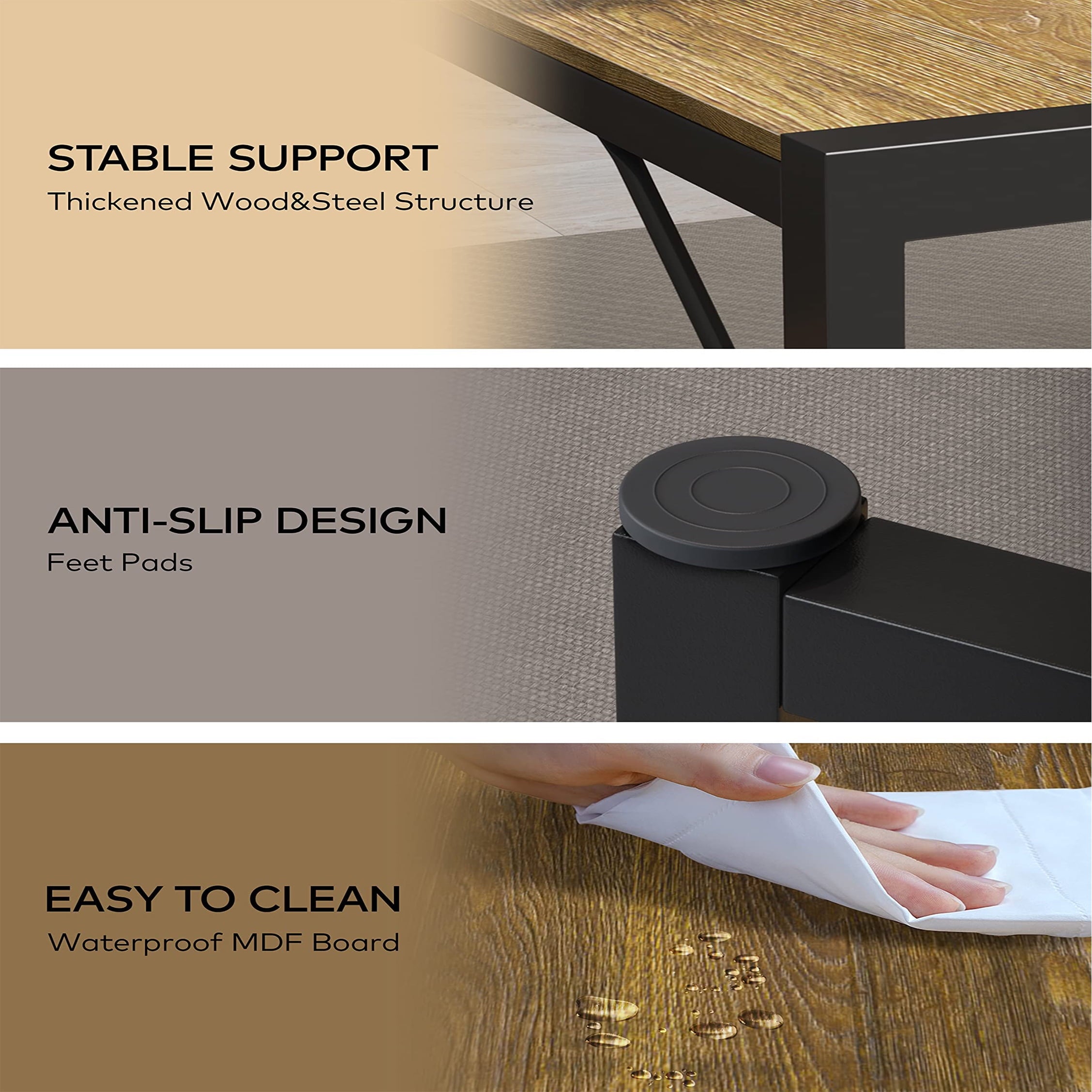 Aiho 4-Piece Dining Table Set - Industrial Kitchen Table & Chairs with Stain-Resistant Oak Top, Space Saving Design for Small Homes, Retro